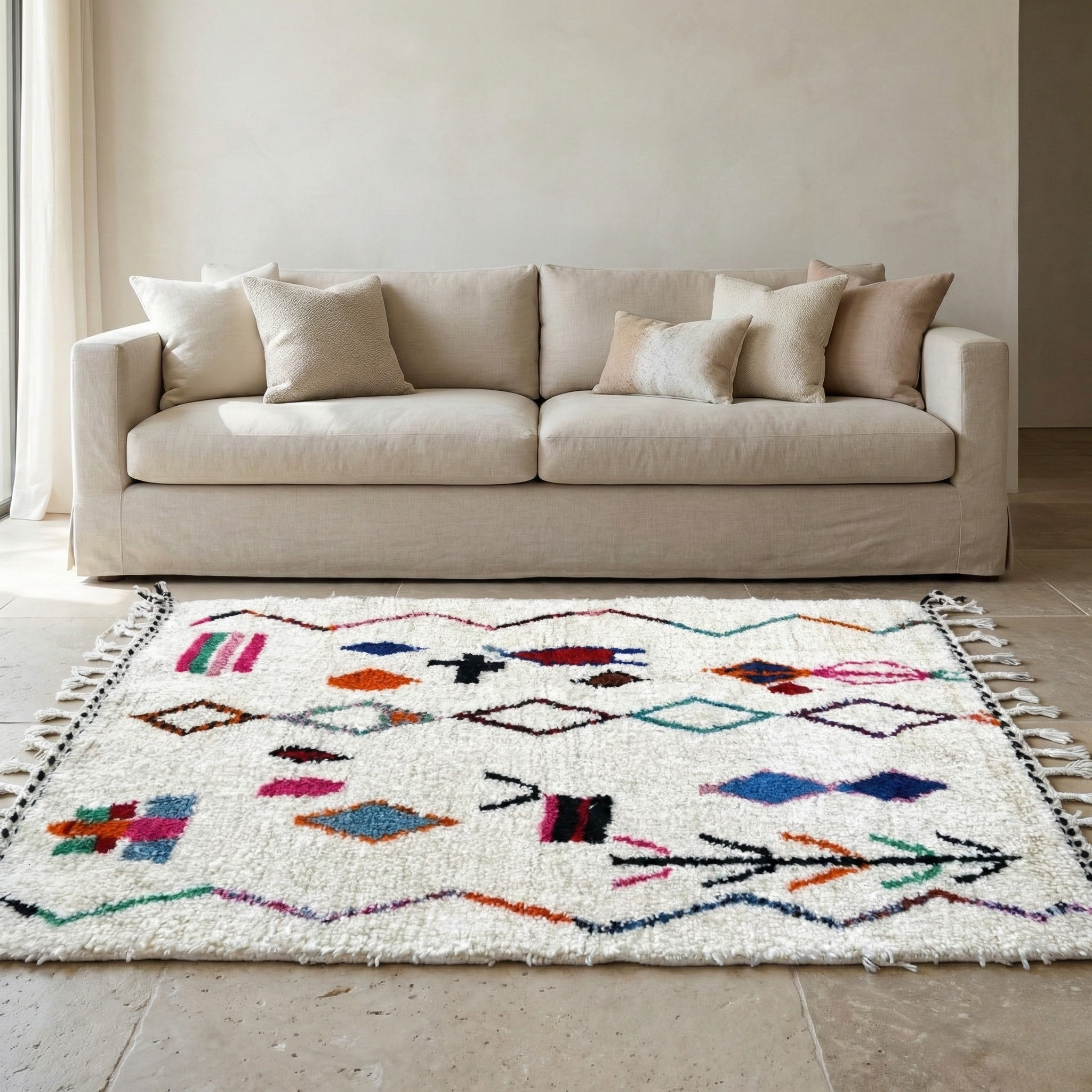 Tapis berbère Azilal - Dessins multicolores