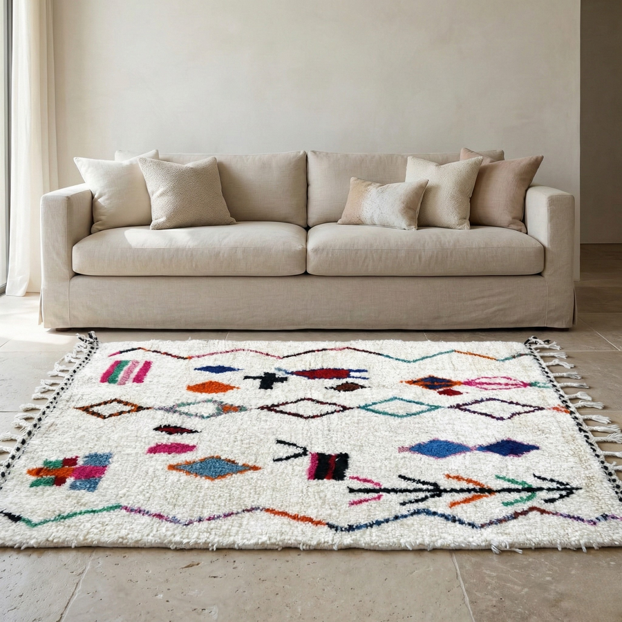 Tapis berbère Azilal - Dessins multicolores