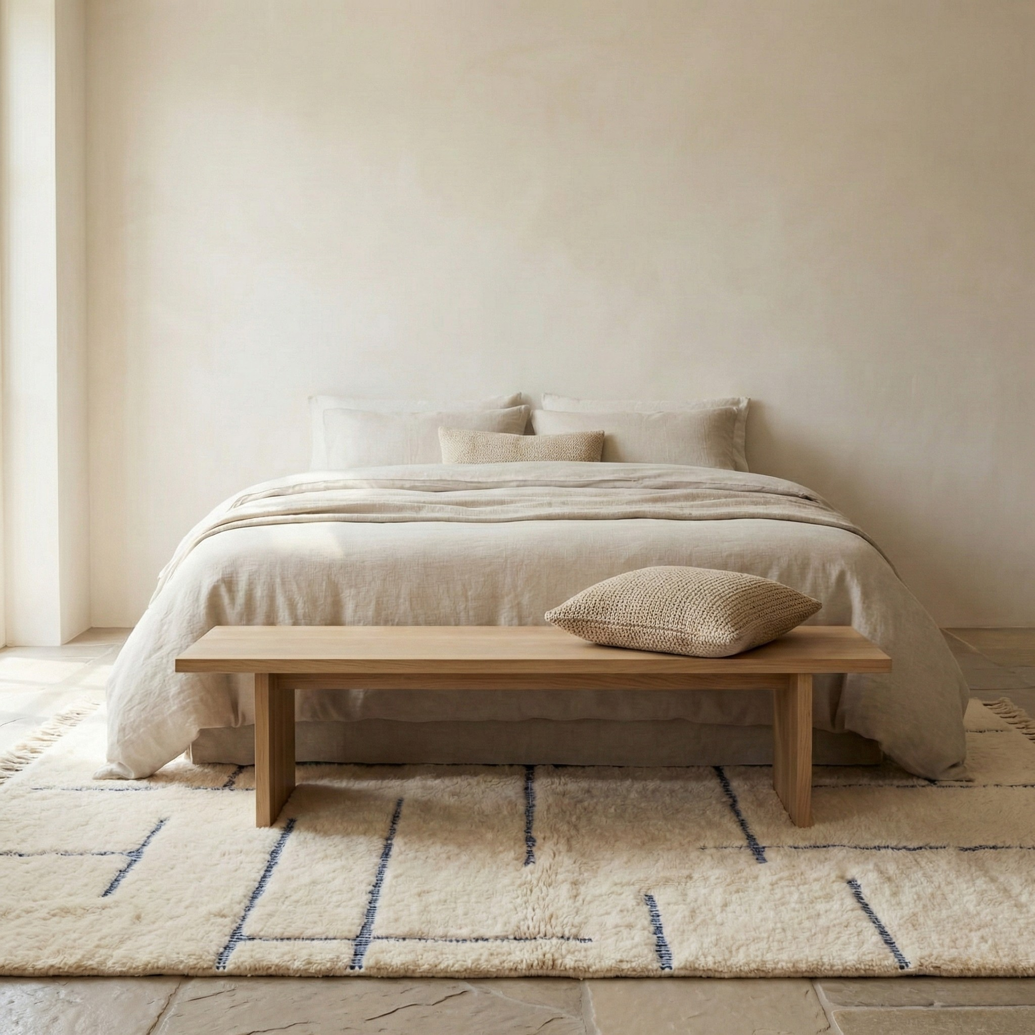 Tapis Béni Ouarain 196 x 298cm - Géométrique bleu majorelle
