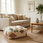 Pouf Azilal - Symboles berbères multicolores