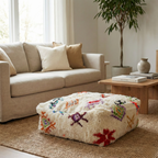 Pouf Azilal - Symboles berbères multicolores