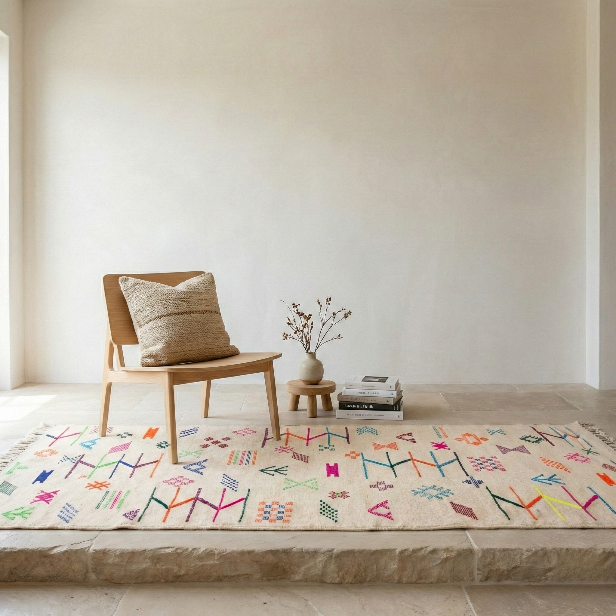 Tapis de couloir Kilim - Symboles berbères multicolores