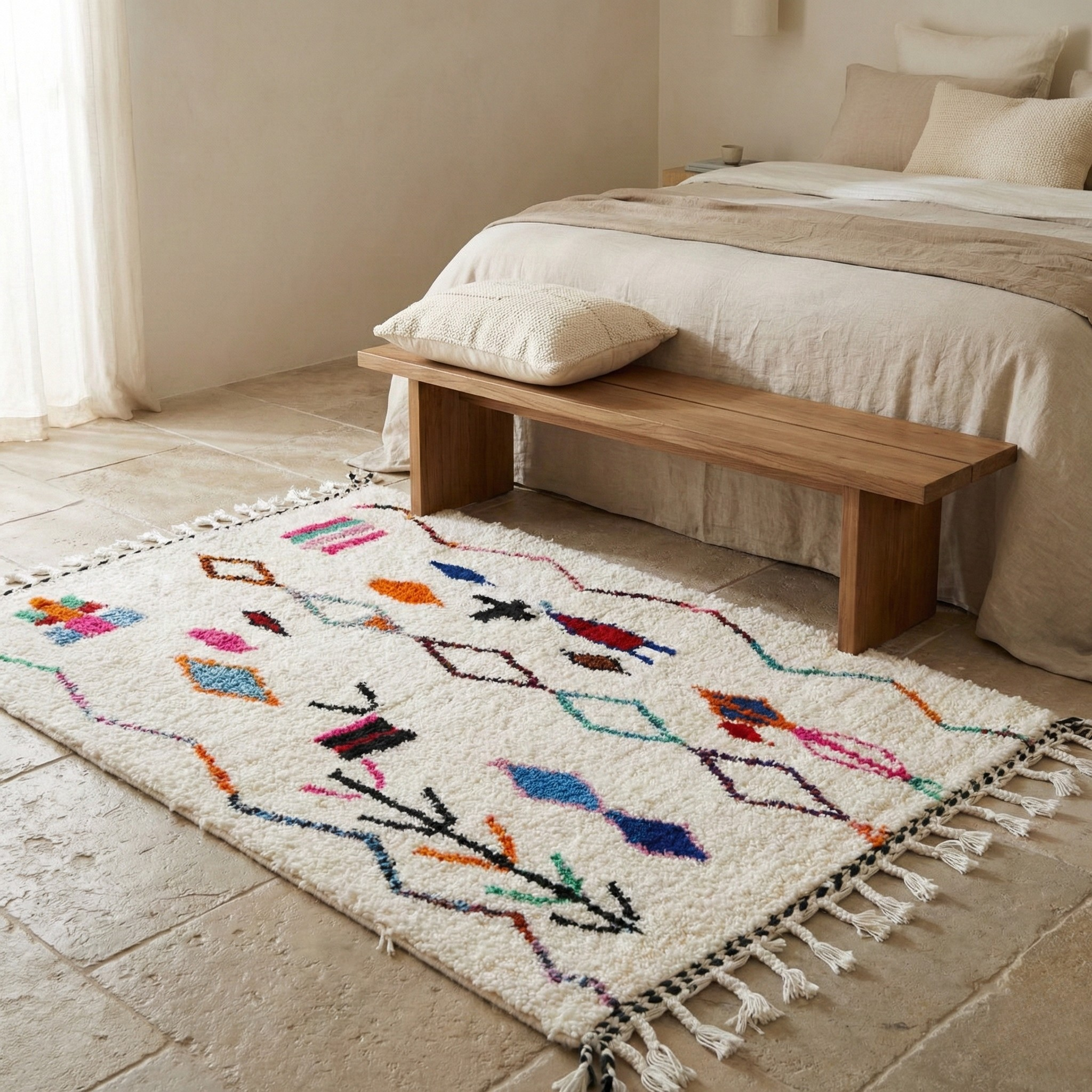 Tapis berbère Azilal - Dessins multicolores