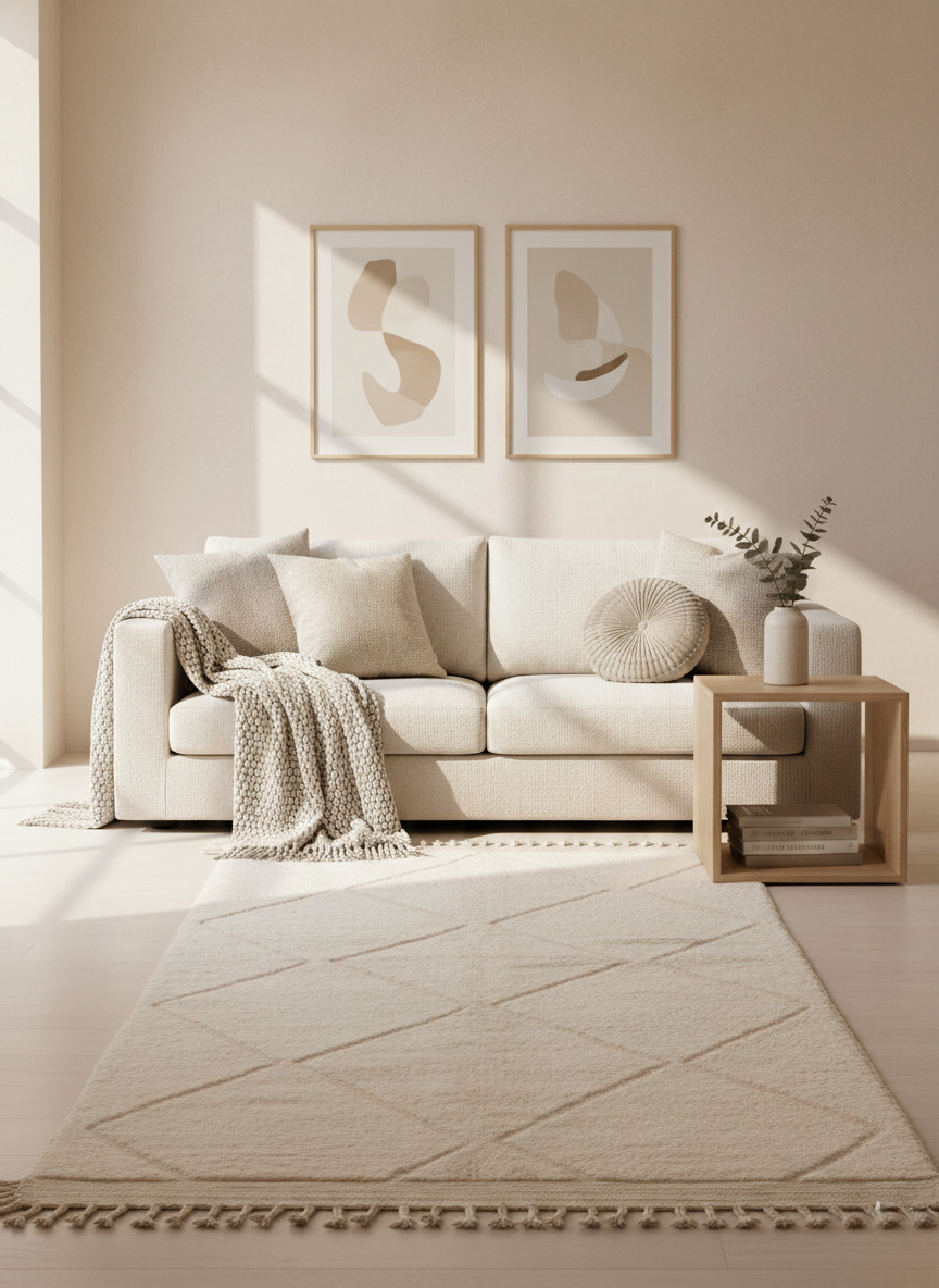 Tapis Berbère Beni Ouarain blanc - 280 x 150cm