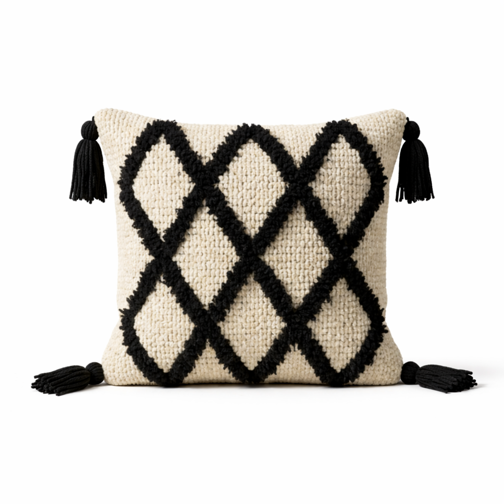 Coussin Berbère Fait Main – Motif Losanges