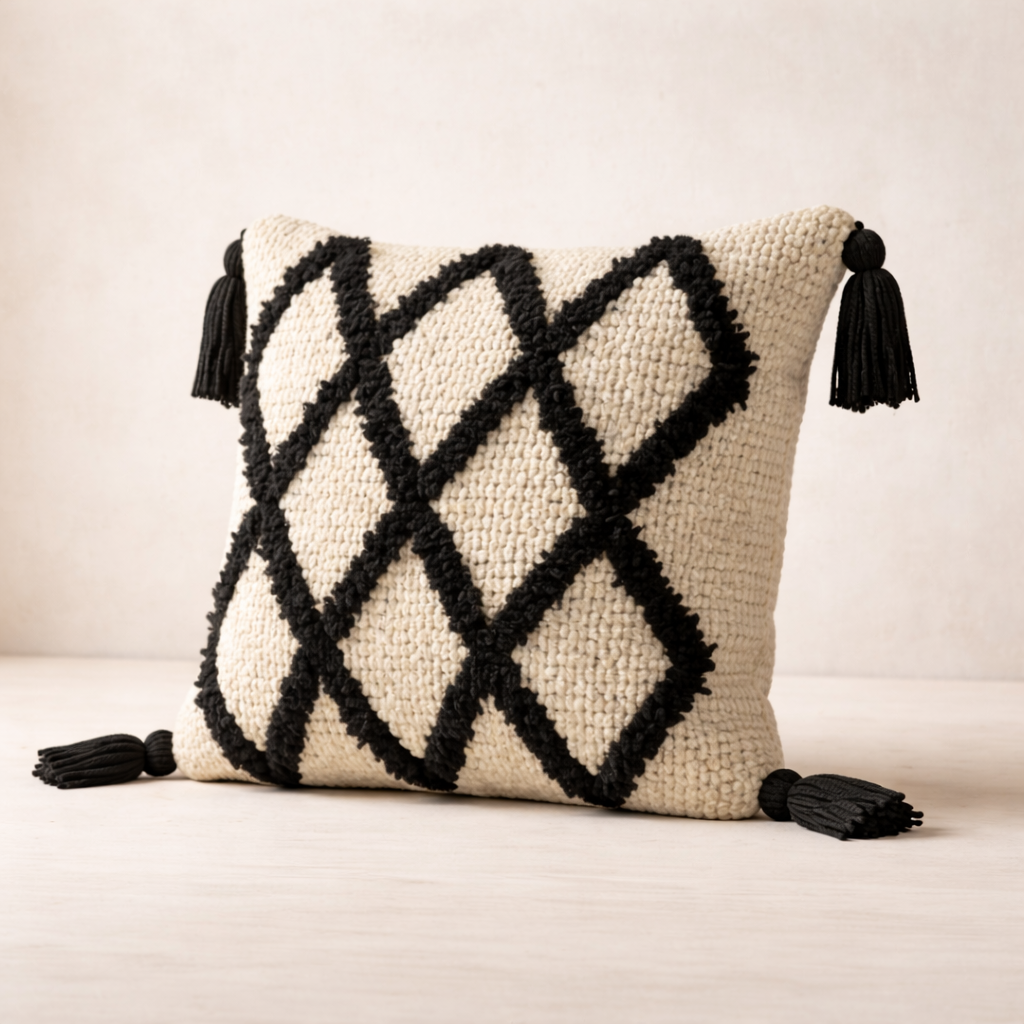 Coussin Berbère Fait Main – Motif Losanges