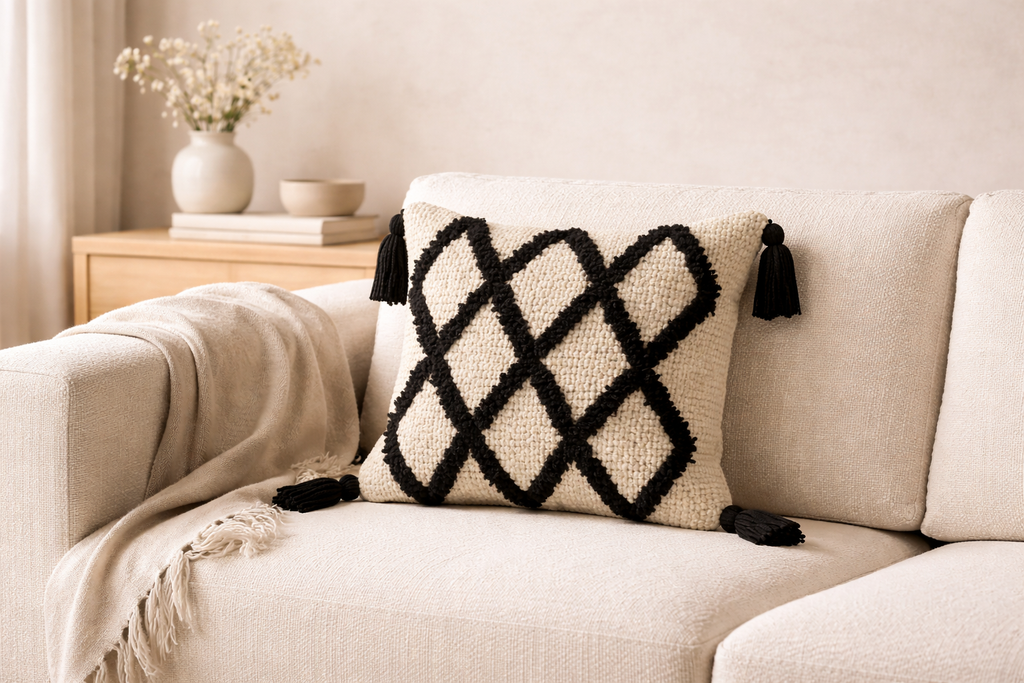 Coussin Berbère Fait Main – Motif Losanges