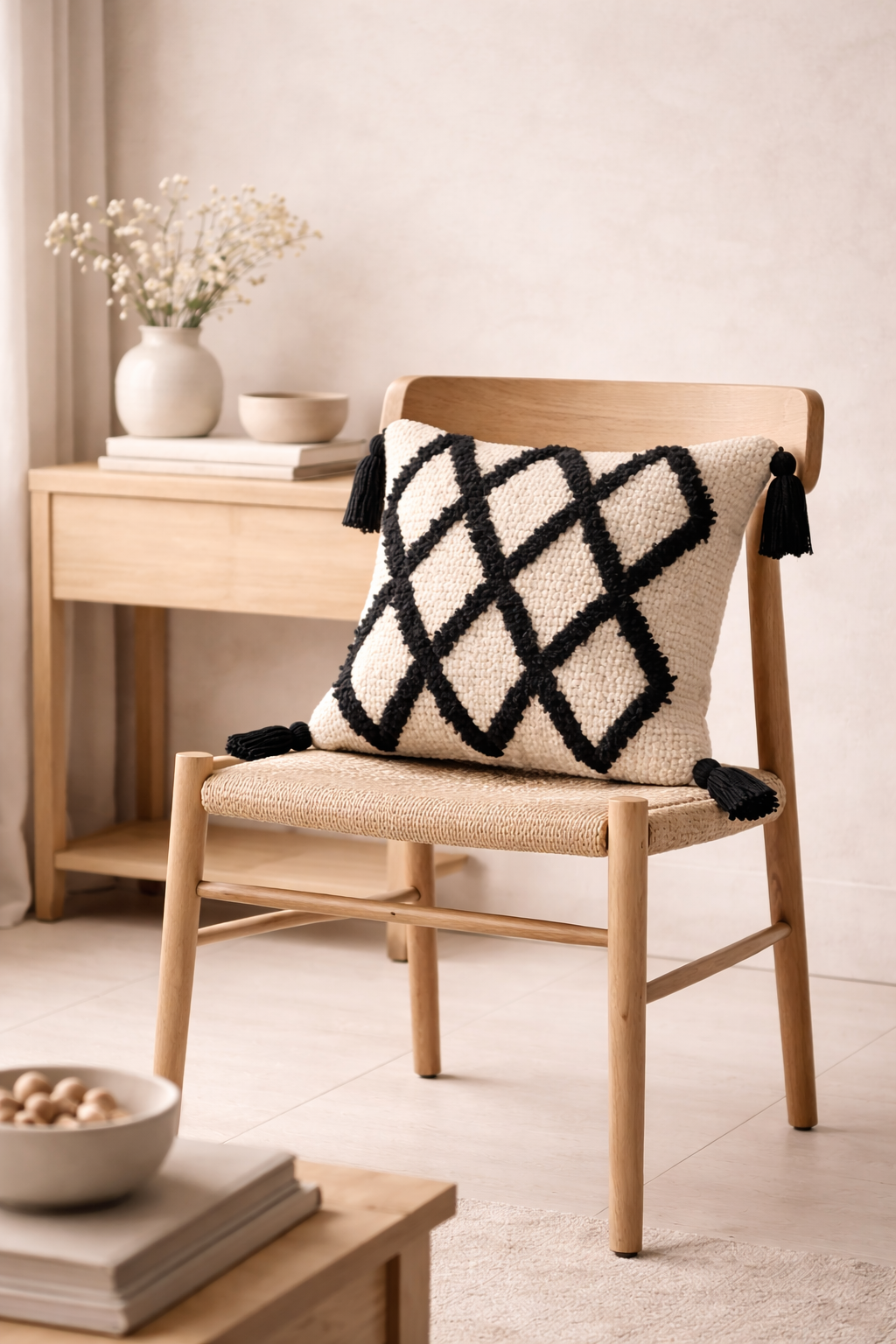 Coussin Berbère Fait Main – Motif Losanges