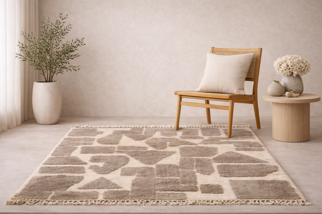 Tapis Mrirt 220 x 160 cm - beige motifs géométriques