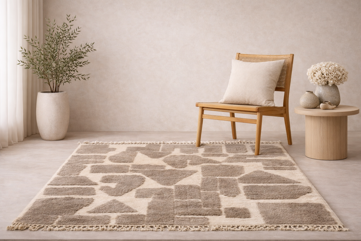 Tapis Mrirt 220 x 160 cm - beige motifs géométriques