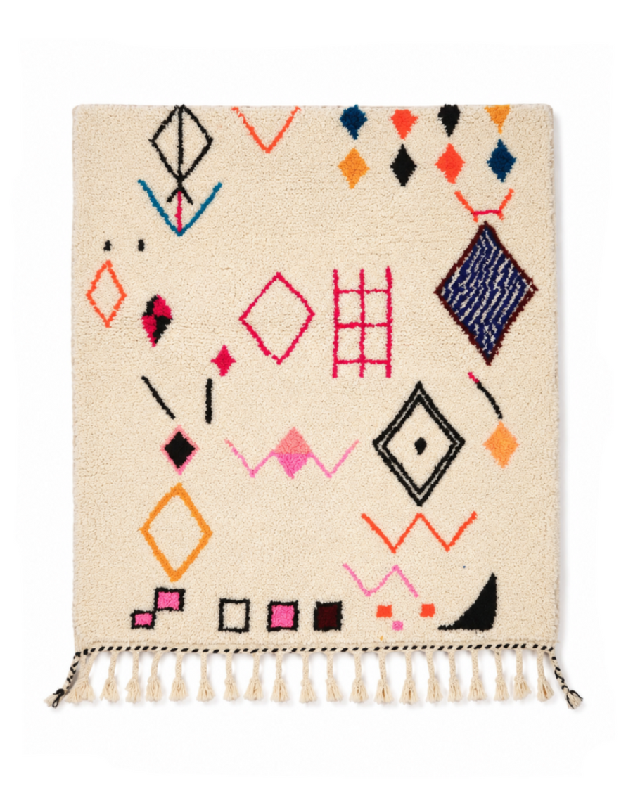 Tapis berbère Azilal - Symboles berbères multicolores
