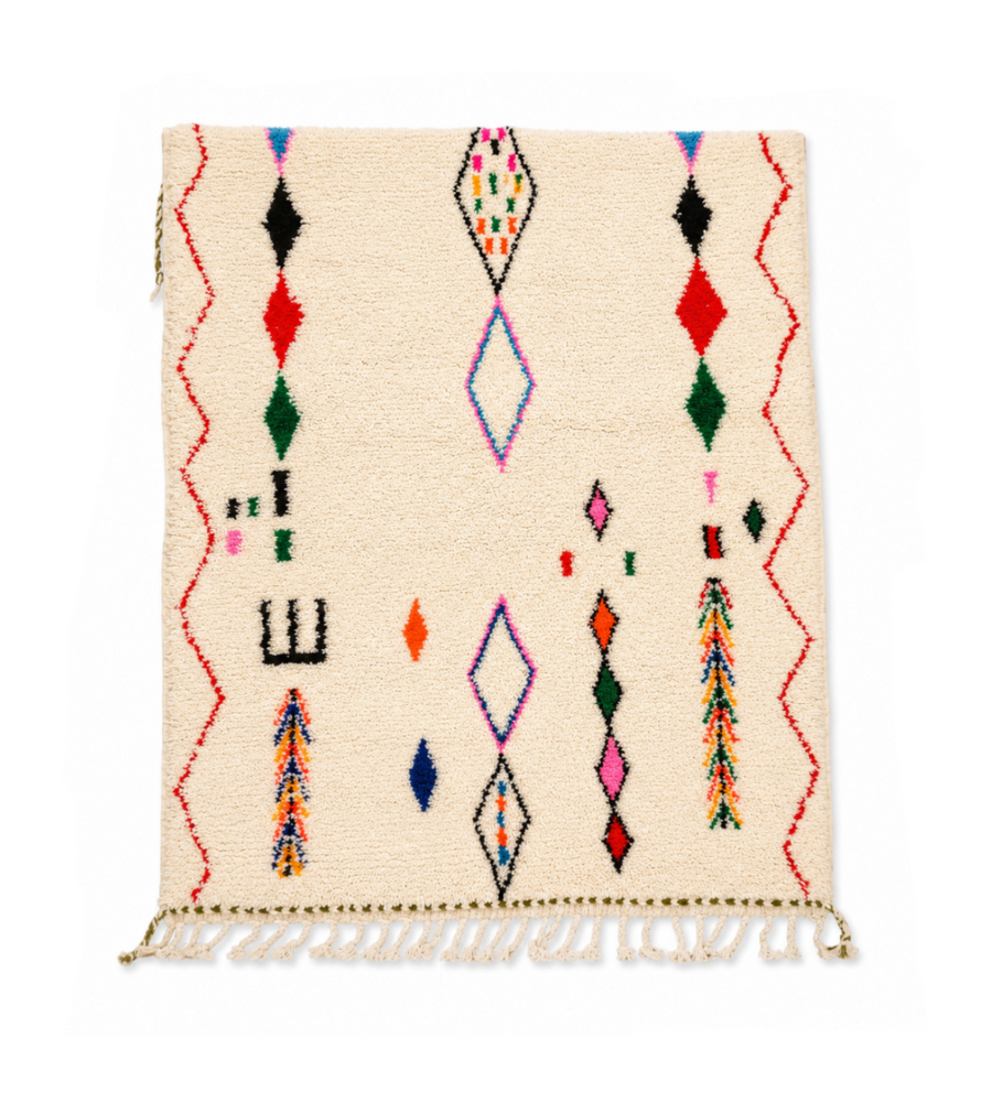 Tapis berbère Azilal - Symboles berbères multicolores
