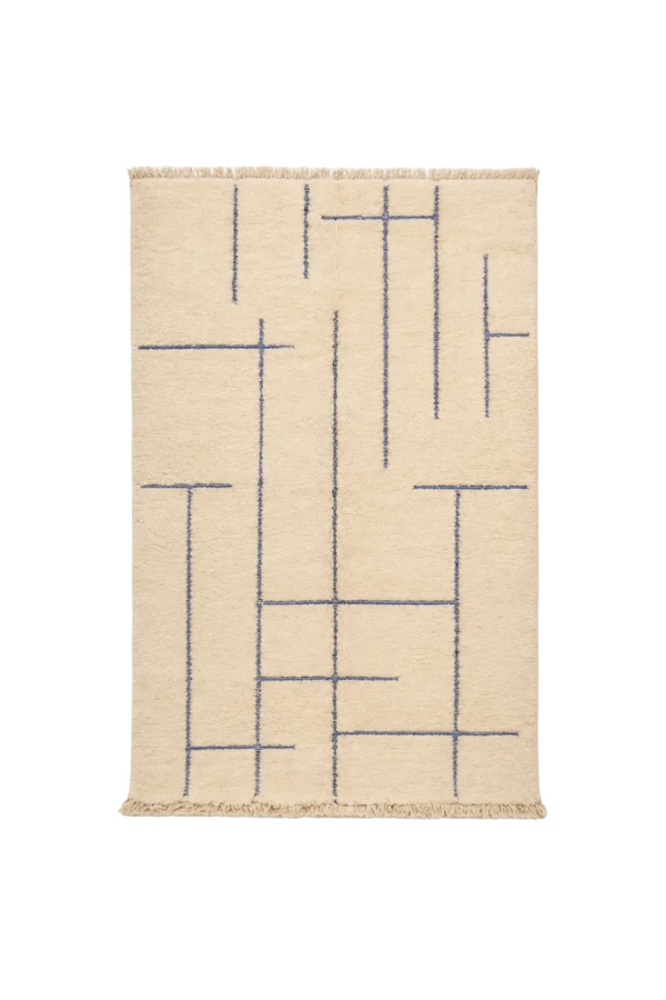 Tapis Béni Ouarain - Géométrique bleu majorelle