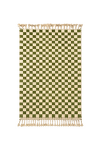 Tapis Berbère en laine Damier vert et blanc