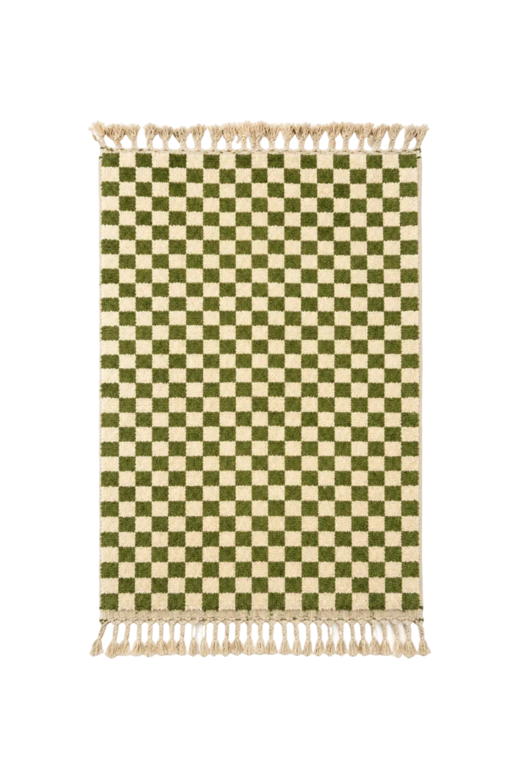 Tapis Berbère en laine Damier vert et blanc