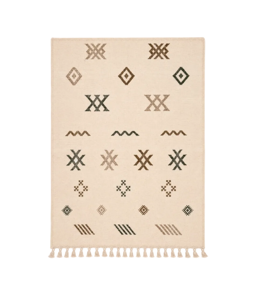 Tapis Kilim - Symboles berbères tons naturels