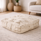 Pouf Kilim - Symboles berbères beige