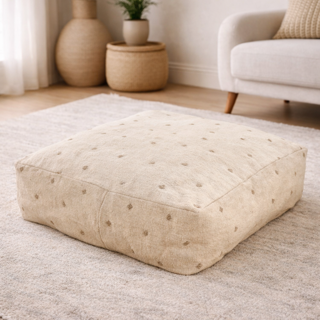 Pouf Kilim - Pois beige