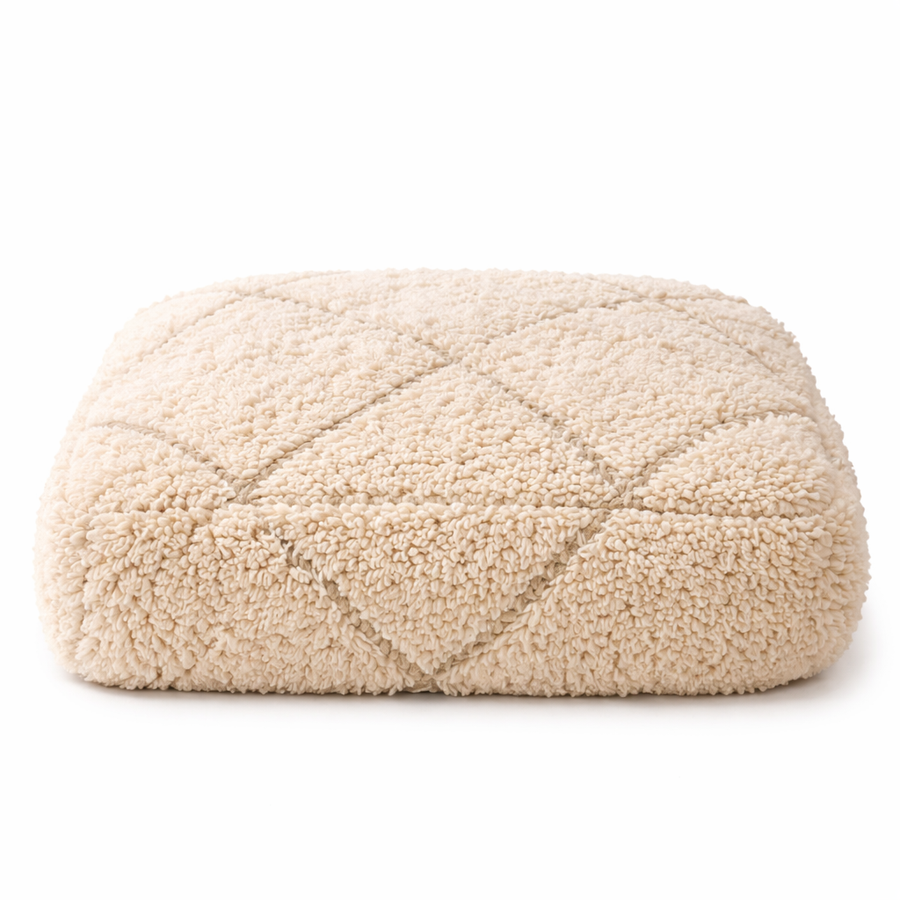 Pouf berbère Béni Ouarain blanc - Géométrique