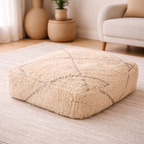 Pouf berbère Béni Ouarain blanc - Géométrique