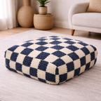 Pouf Béni Ouarain - Damier bleu