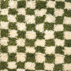Tapis Berbère en laine Damier vert et blanc