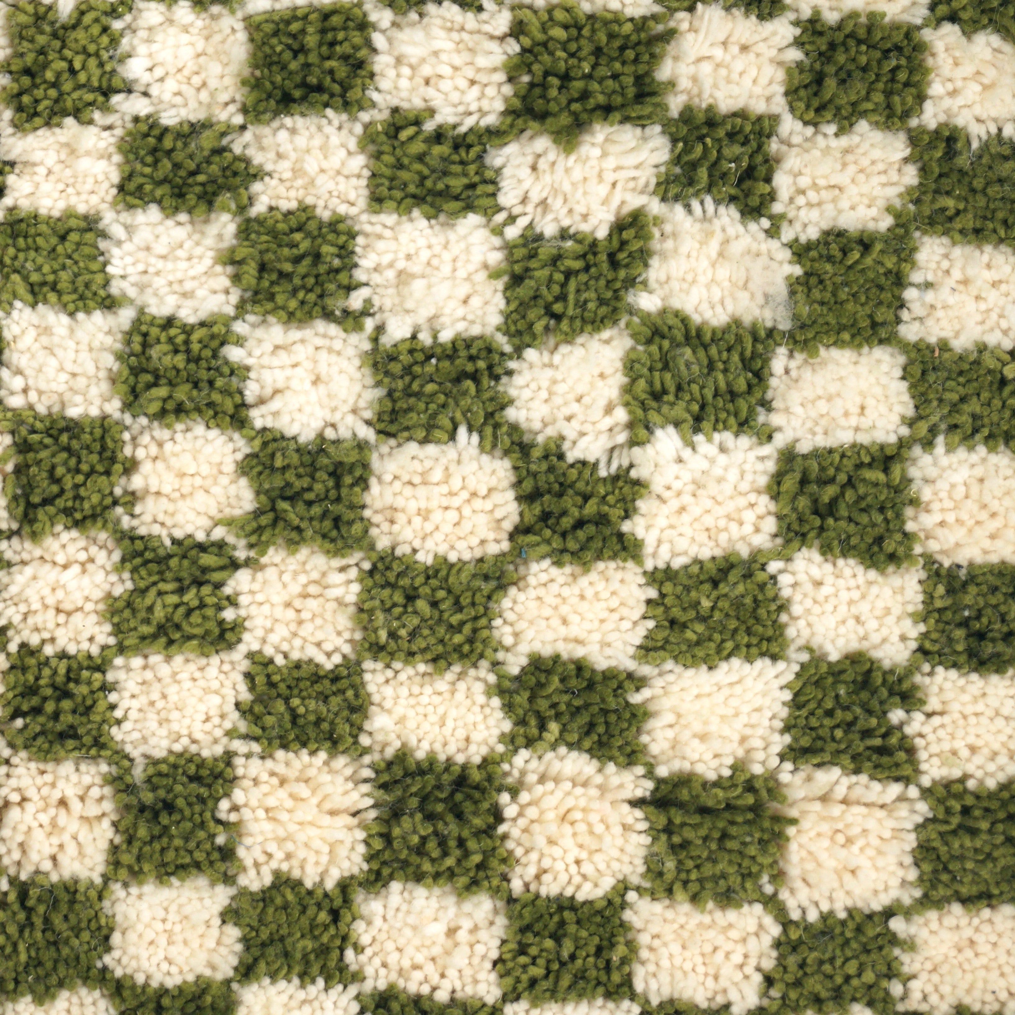 Tapis Berbère en laine Damier vert et blanc