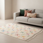 Tapis fin berbère Kilim - Symboles berbères multicolores