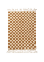 Tapis Berbère en laine Damier camel et blanc