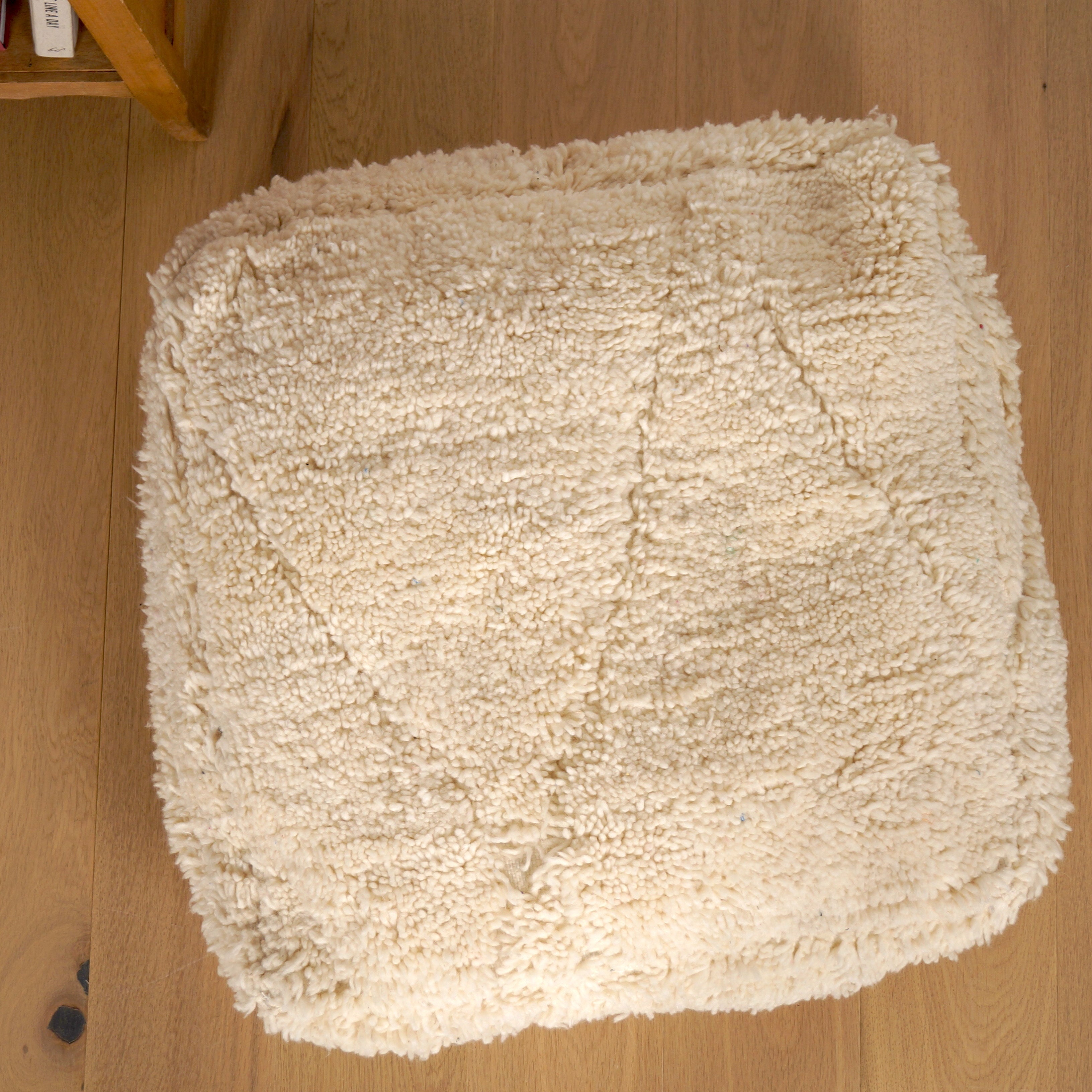 Pouf berbère Béni Ouarain blanc - Géométrique