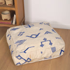 Pouf Kilim - Symboles berbères bleu