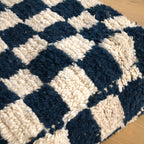 Pouf Béni Ouarain - Damier bleu