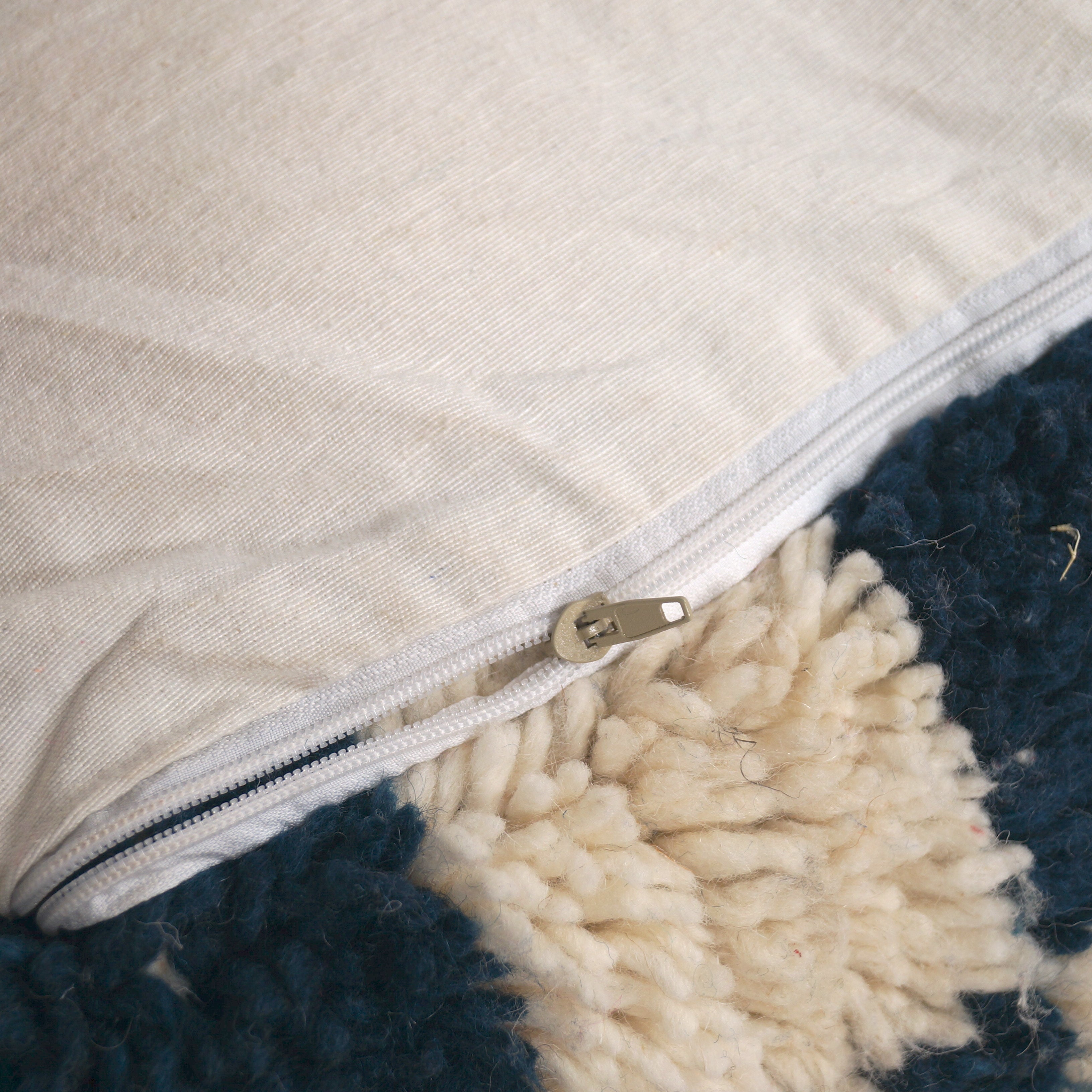 Pouf Béni Ouarain - Damier bleu