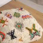Pouf Azilal - Symboles berbères multicolores