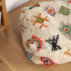 Pouf Azilal - Symboles berbères multicolores