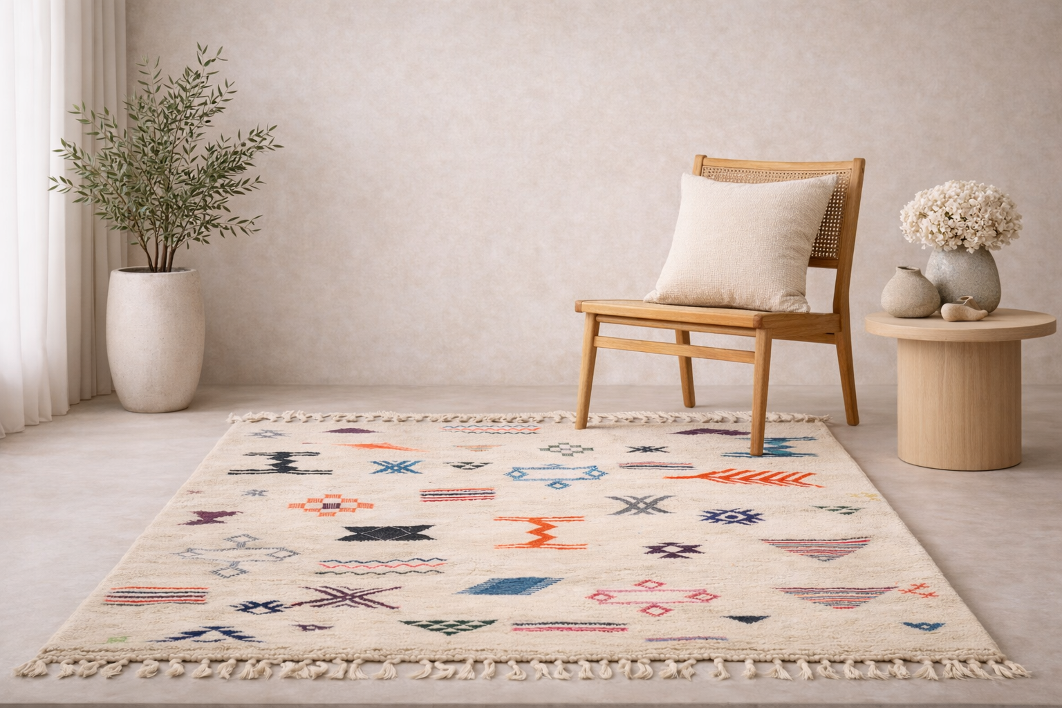 Tapis Kilim 160 x 100cm - Symboles berbères multicolores