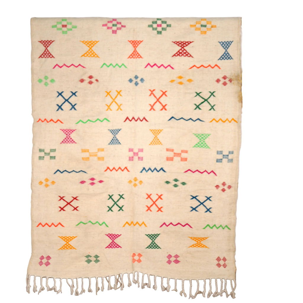 Tapis fin berbère Kilim - Symboles berbères multicolores