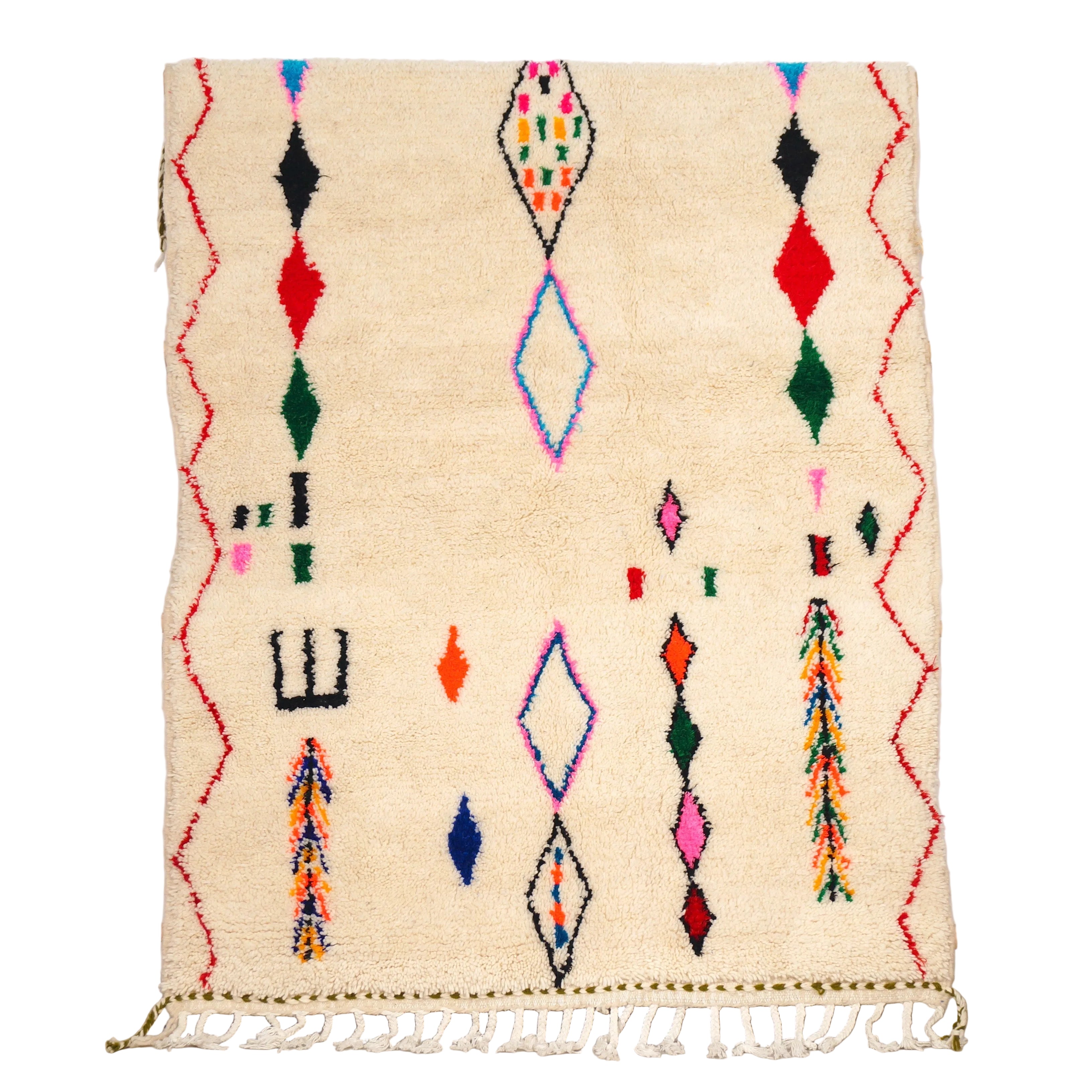 Tapis berbère Azilal 220 x 145cm - Symboles berbères multicolores