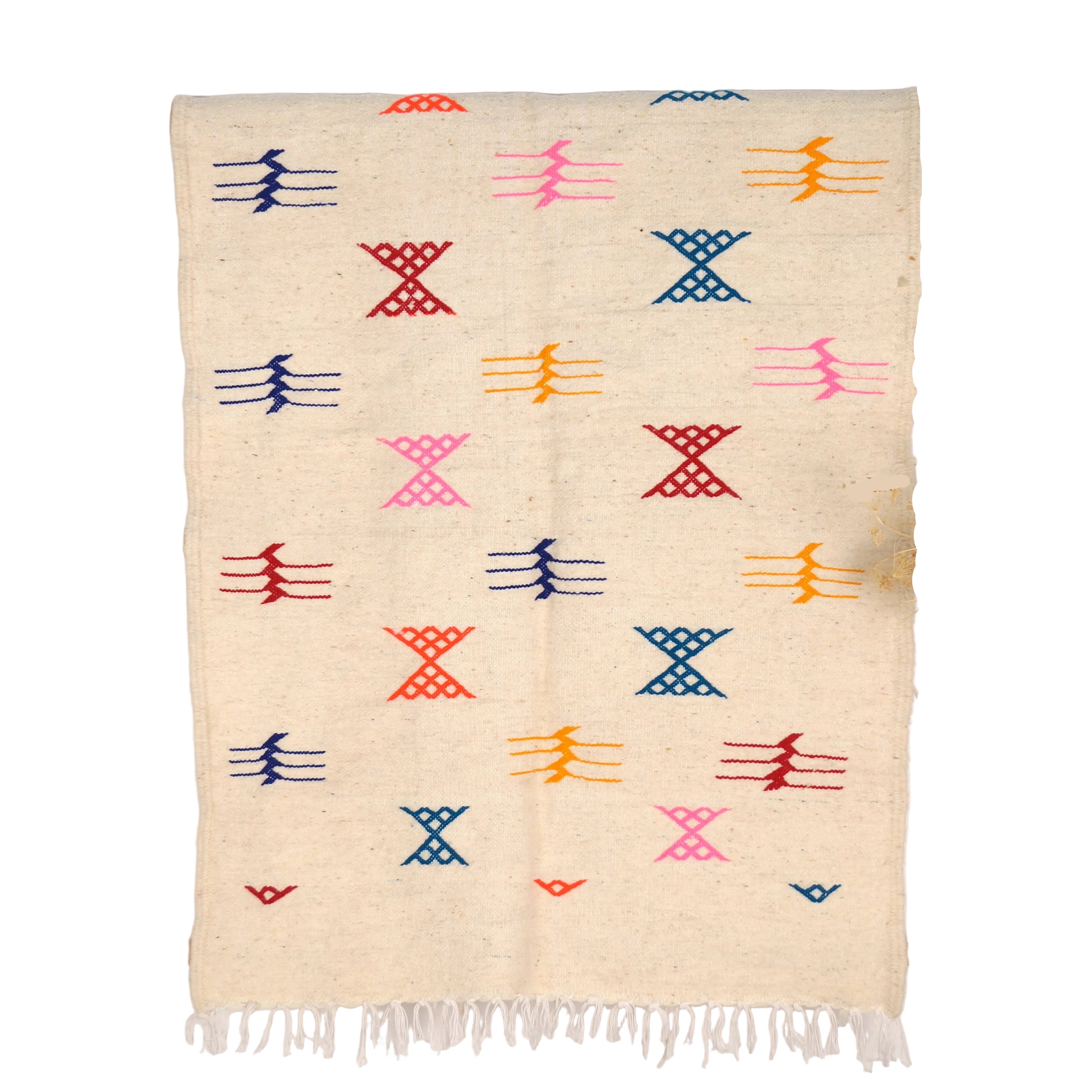 Tapis fin berbère Kilim 154 x 98 cm - Symboles berbères multicolores