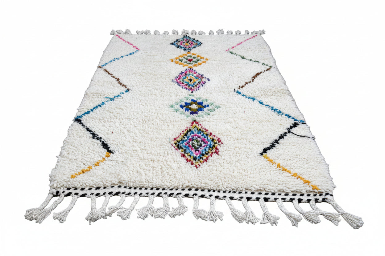 Tapis berbère Azilal 100 x 150cm - Dessins multicolores