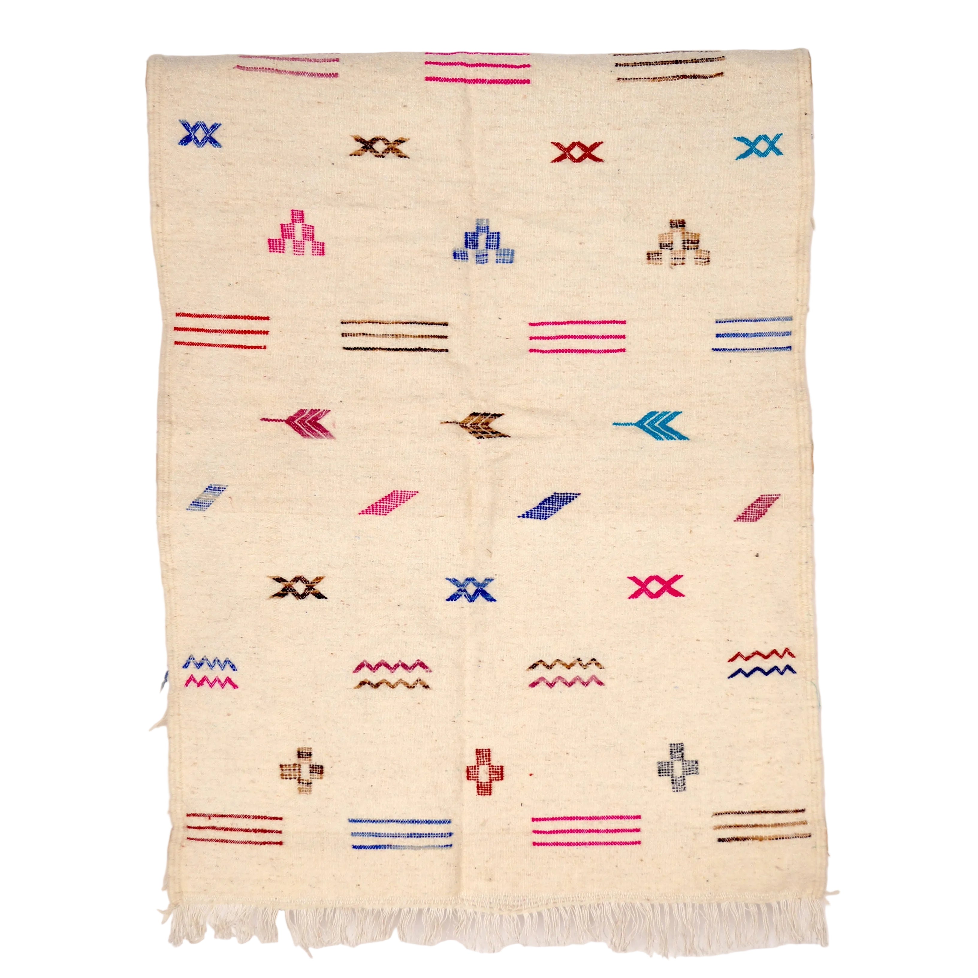 Tapis Kilim 153 x 95cm - Symboles berbères multicolores