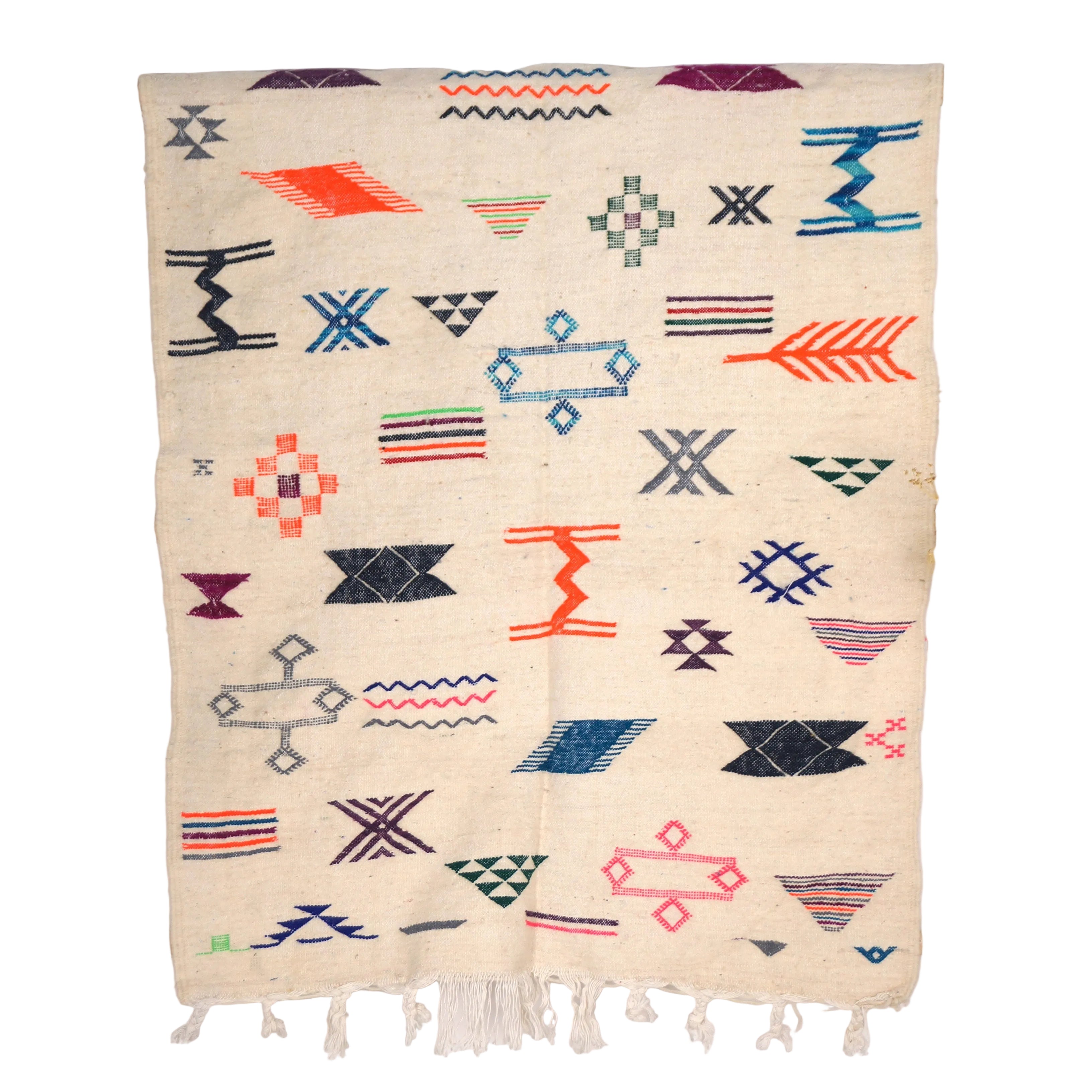 Tapis Kilim 160 x 100cm - Symboles berbères multicolores