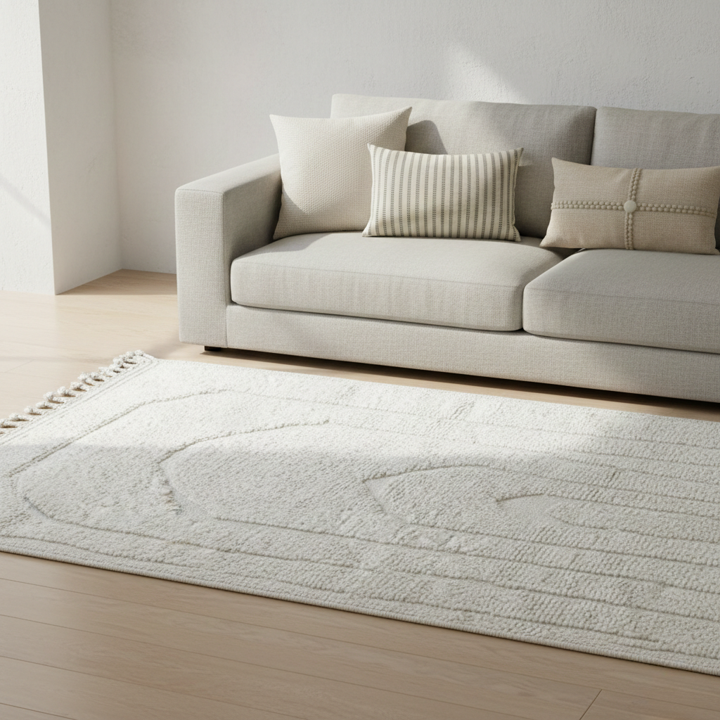 Tapis Béni Ouarain blanc 107 x 168cm - Arche