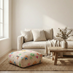 Pouf Kilim - Symboles berbères multicolores