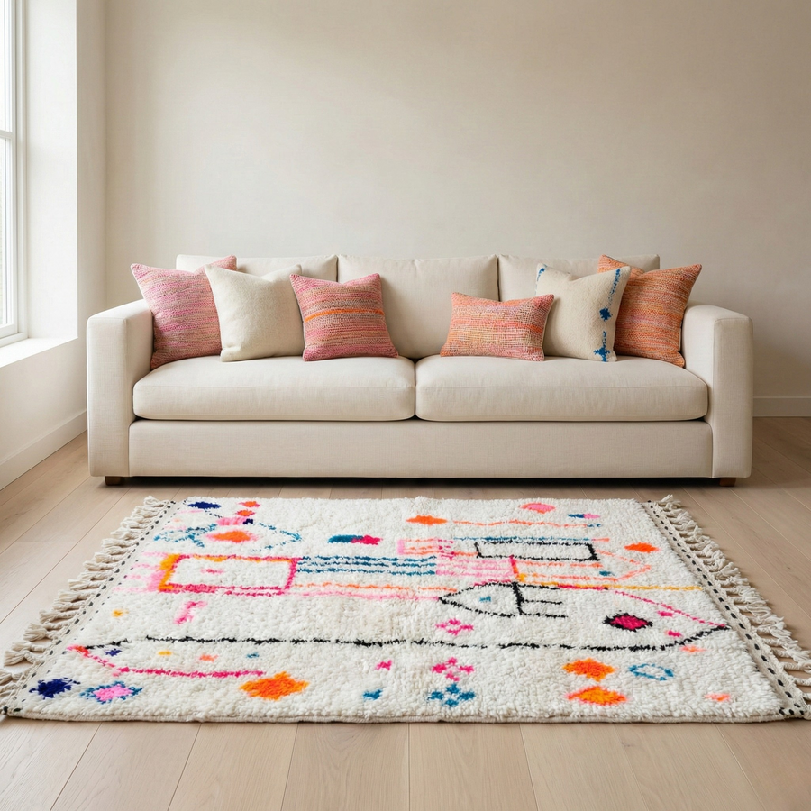 Tapis berbère Azilal - Dessins multicolores