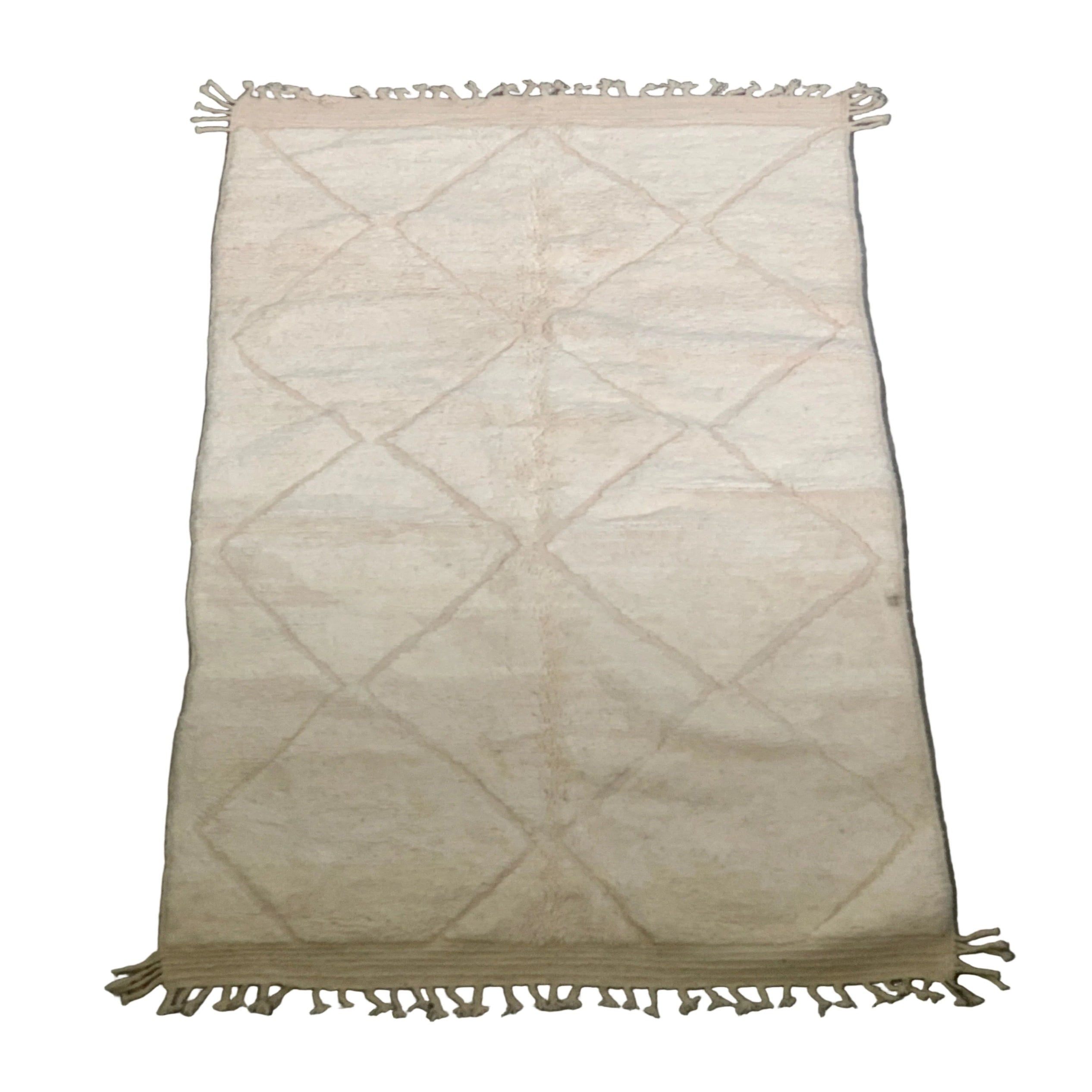 Tapis Berbère Beni Ouarain blanc - 280 x 150cm