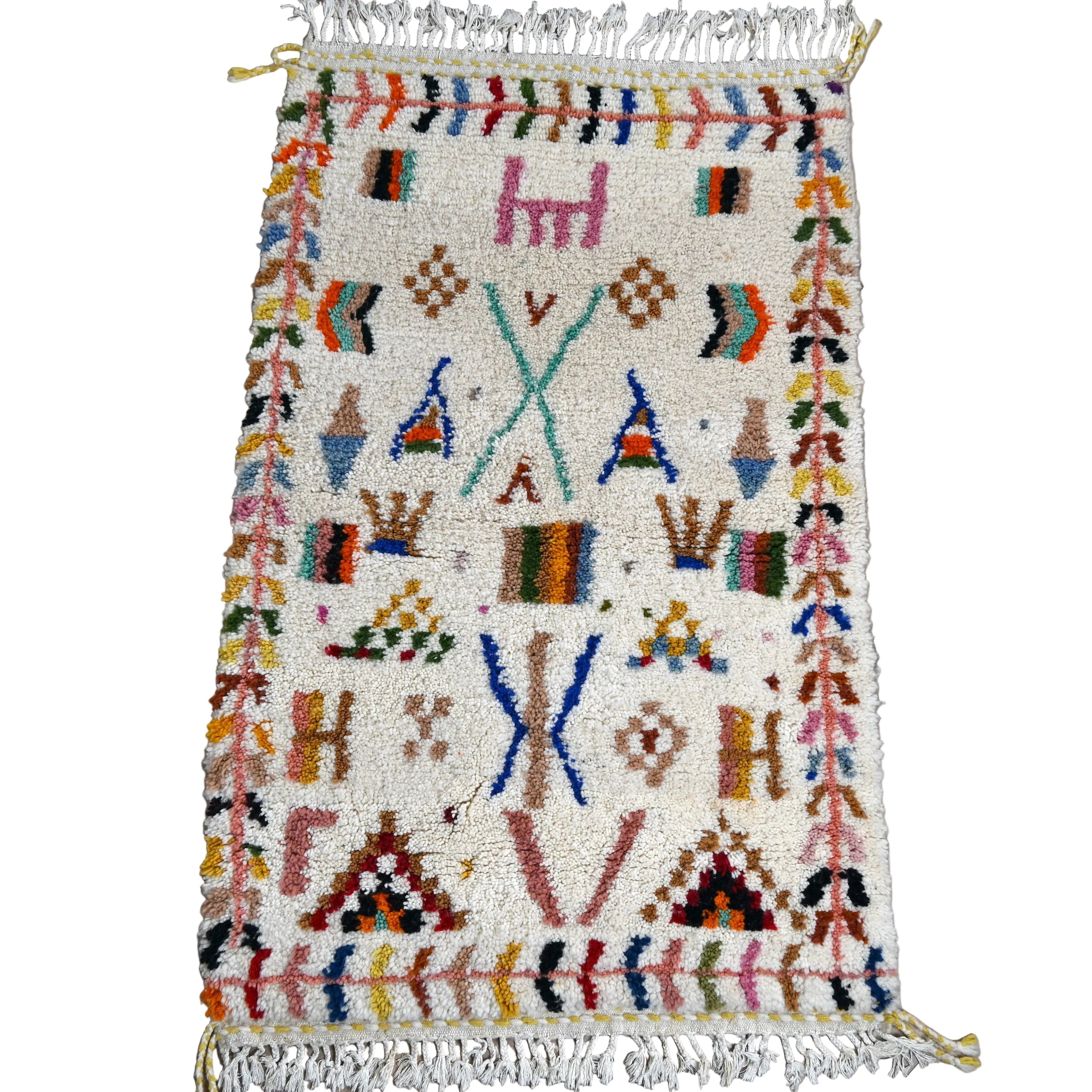 Tapis berbère Azilal 104 x 161cm - Dessins multicolores