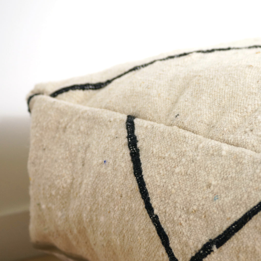 Pouf Kilim - Géométrique noir