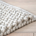 Tapis boule de laine Tissé main - Gris clair