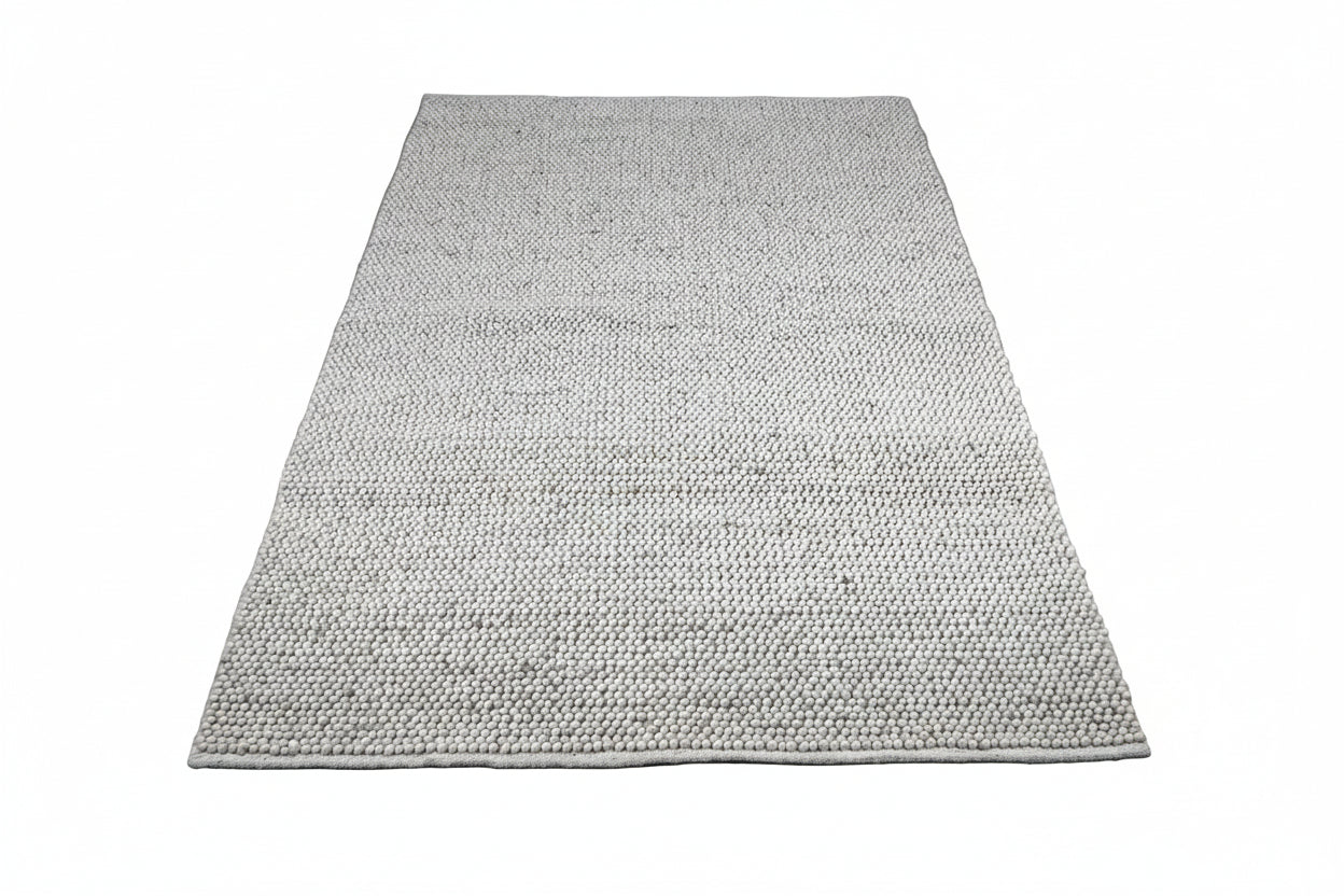 Tapis boule de laine Tissé main - Gris clair